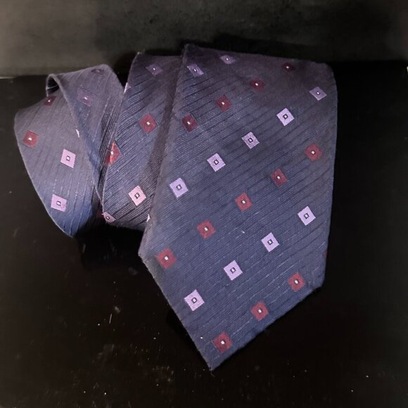 Canali Blue Tie Silk Neckwear Silk Purple Lavender Red Geometric Abstract Maroon - Picture 4 of 6